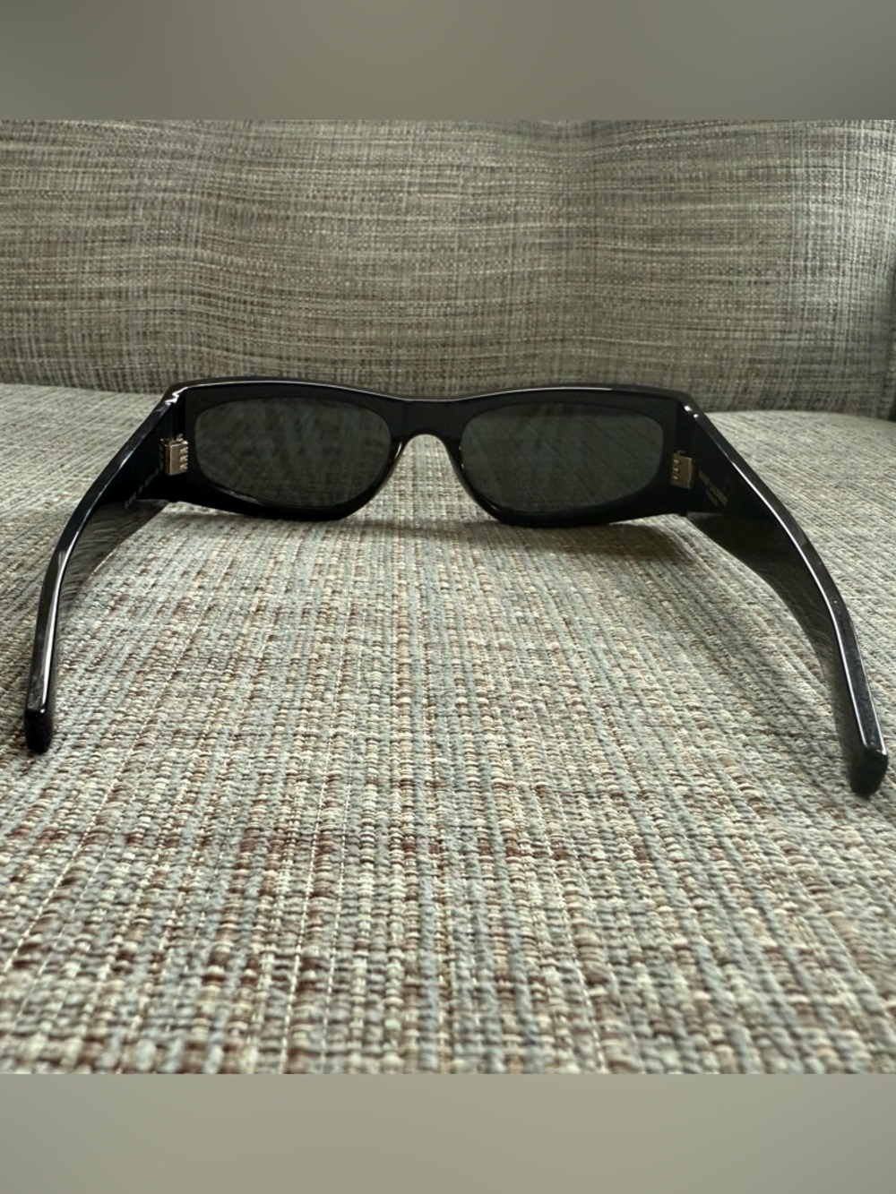 Saint Laurent Black Thick-Frame Sunglasses with Gold Logo - Picture 3 of 5